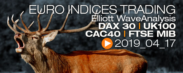 DAX30 FTSE100 UKX FTSE MIB CAC40 Technical Analysis Elliott Wave 17 April 2019