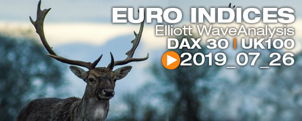 DAX 30 FTSE 100  FTSE MIB CAC 40 Technical Analysis Elliott Wave 26 July 2019